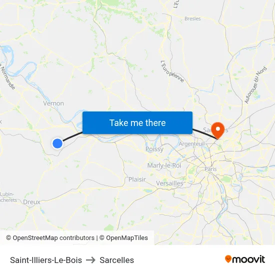Saint-Illiers-Le-Bois to Sarcelles map