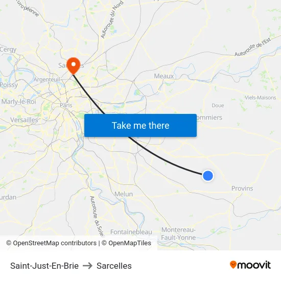 Saint-Just-En-Brie to Sarcelles map