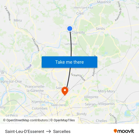 Saint-Leu-D'Esserent to Sarcelles map