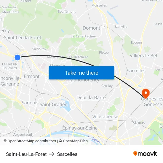 Saint-Leu-La-Foret to Sarcelles map