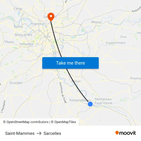 Saint-Mammes to Sarcelles map