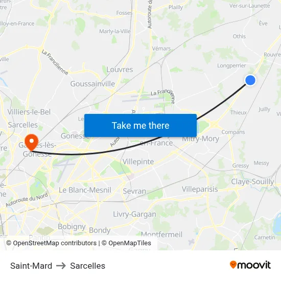 Saint-Mard to Sarcelles map