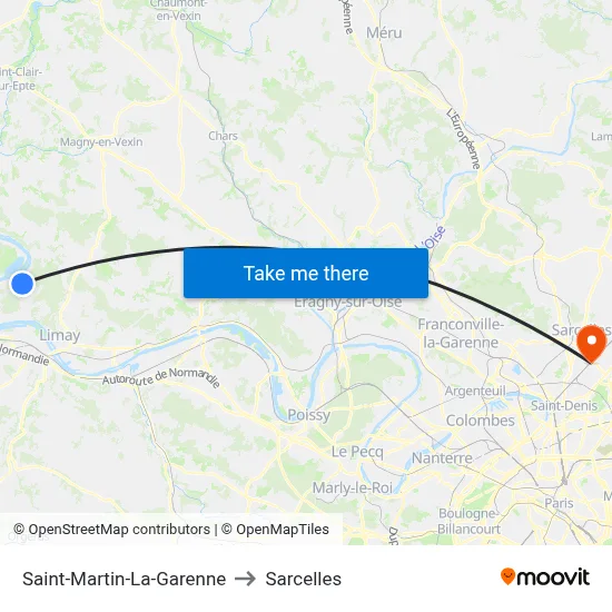Saint-Martin-La-Garenne to Sarcelles map
