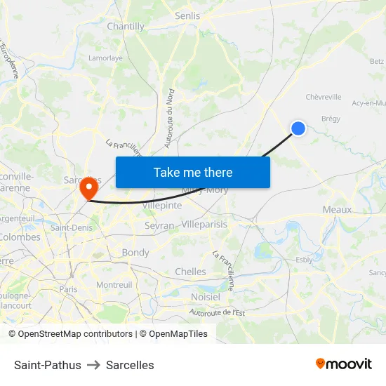 Saint-Pathus to Sarcelles map