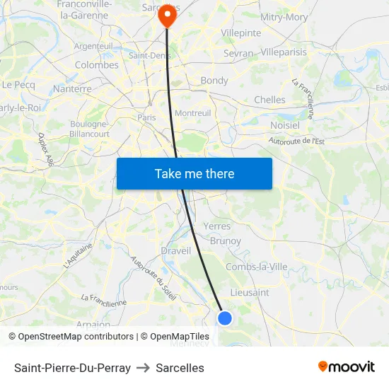 Saint-Pierre-Du-Perray to Sarcelles map