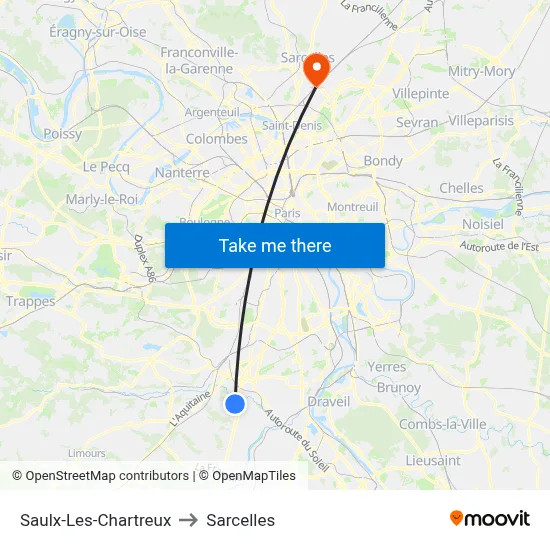 Saulx-Les-Chartreux to Sarcelles map