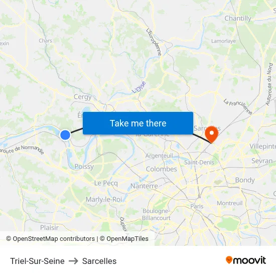 Triel-Sur-Seine to Sarcelles map