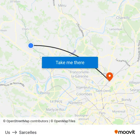 Us to Sarcelles map