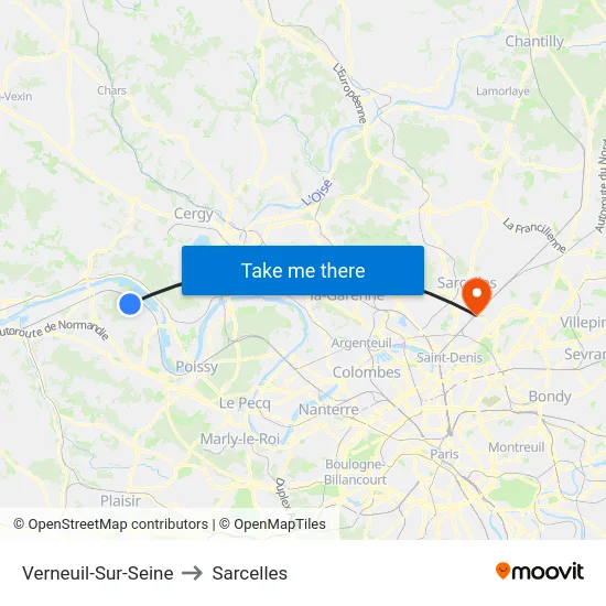 Verneuil-Sur-Seine to Sarcelles map