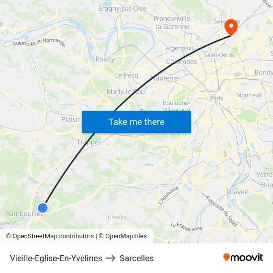 Vieille-Eglise-En-Yvelines to Sarcelles map