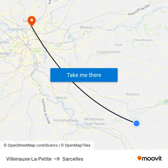 Villenauxe-La-Petite to Sarcelles map