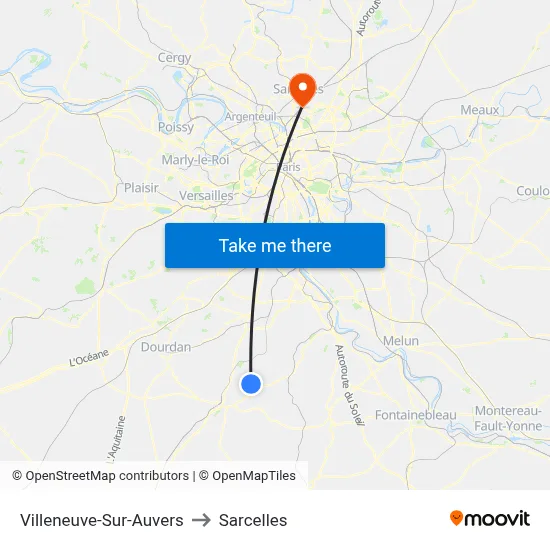 Villeneuve-Sur-Auvers to Sarcelles map