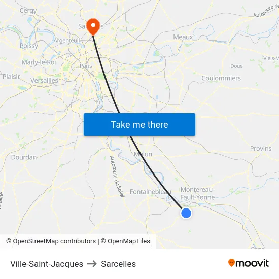 Ville-Saint-Jacques to Sarcelles map