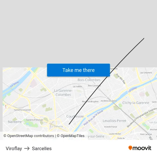 Viroflay to Sarcelles map