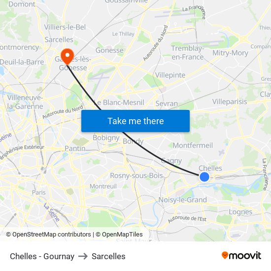 Chelles - Gournay to Sarcelles map