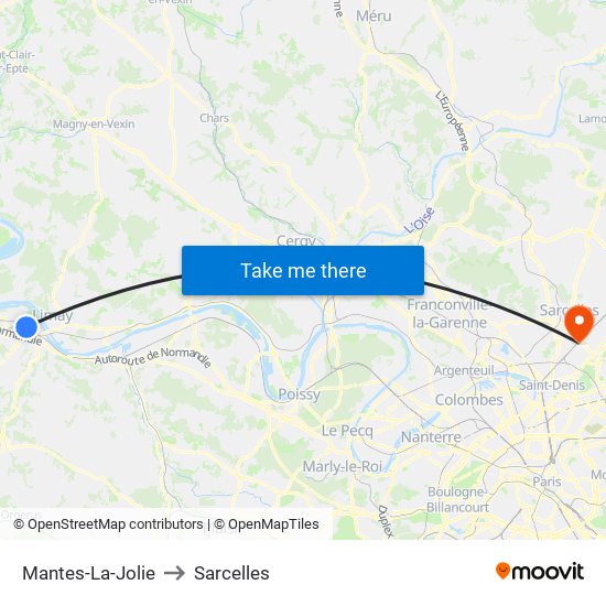 Mantes-La-Jolie to Sarcelles map