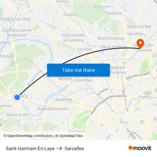 Saint-Germain-En-Laye to Sarcelles map