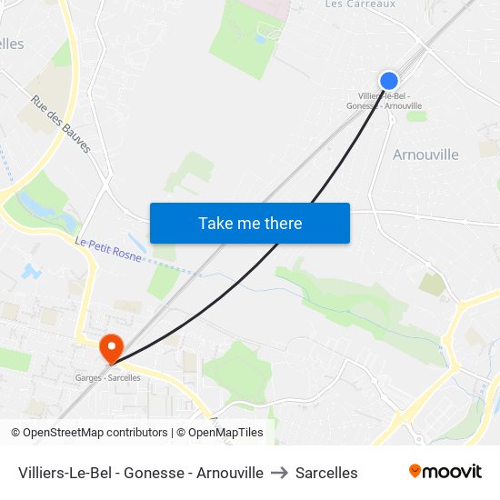 Villiers-Le-Bel - Gonesse - Arnouville to Sarcelles map