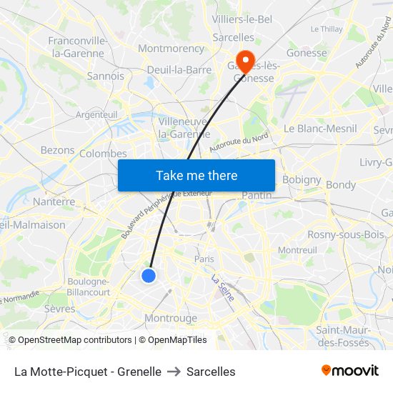 La Motte-Picquet - Grenelle to Sarcelles map