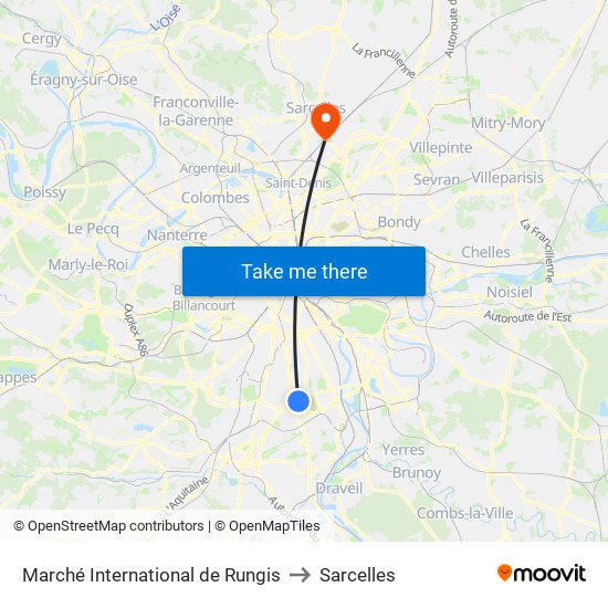 Marché International de Rungis to Sarcelles map