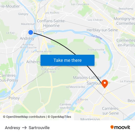 Andresy to Sartrouville map