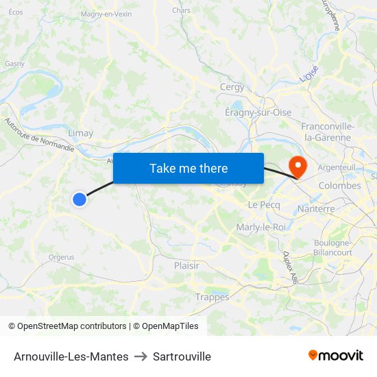 Arnouville-Les-Mantes to Sartrouville map