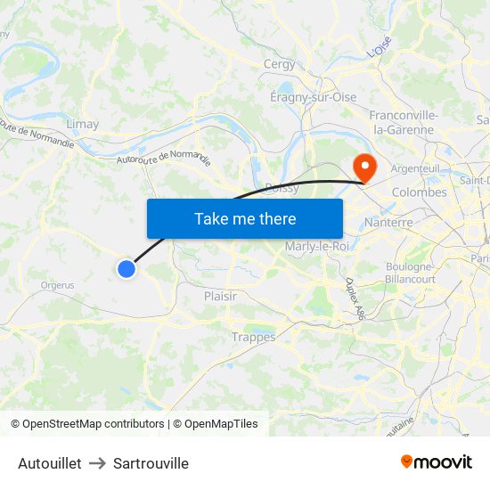 Autouillet to Sartrouville map