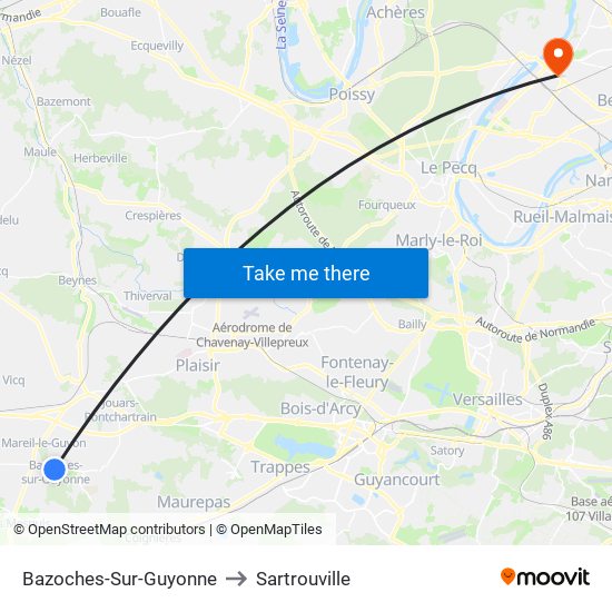 Bazoches-Sur-Guyonne to Sartrouville map