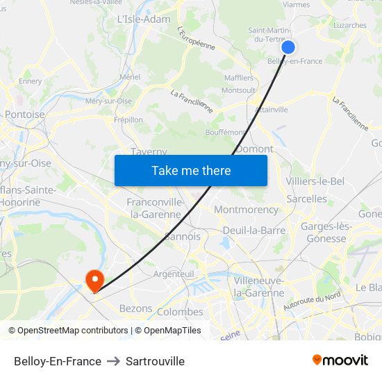Belloy-En-France to Sartrouville map