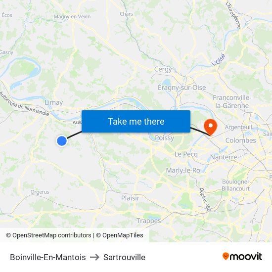 Boinville-En-Mantois to Sartrouville map