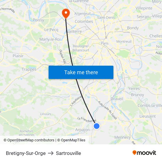 Bretigny-Sur-Orge to Sartrouville map