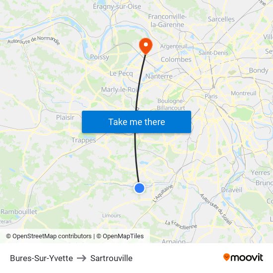 Bures-Sur-Yvette to Sartrouville map