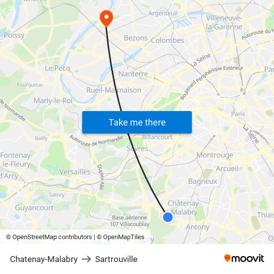 Chatenay-Malabry to Sartrouville map