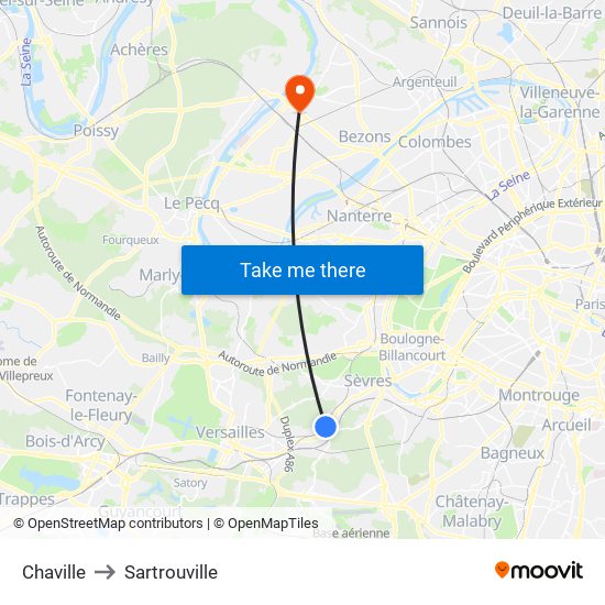 Chaville to Sartrouville map