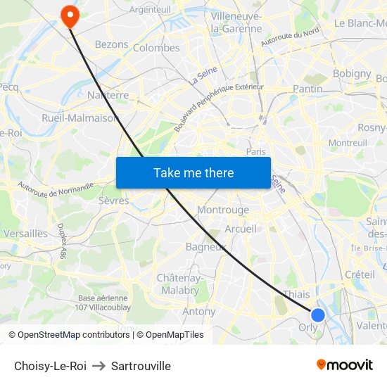 Choisy-Le-Roi to Sartrouville map