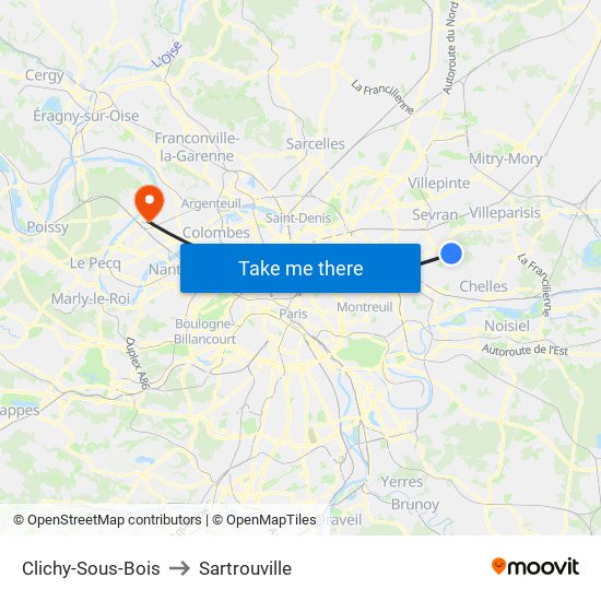 Clichy-Sous-Bois to Sartrouville map