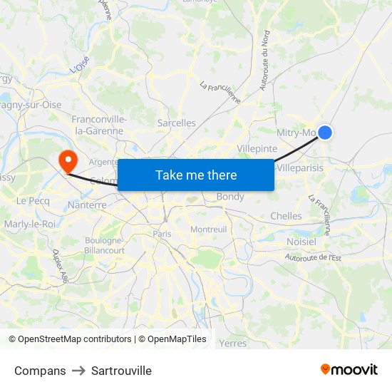 Compans to Sartrouville map