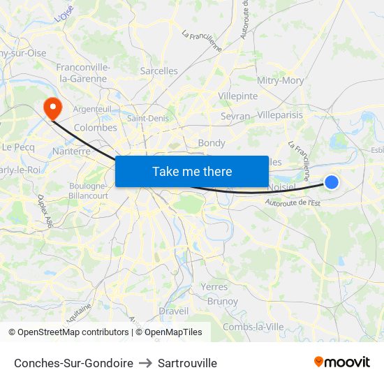 Conches-Sur-Gondoire to Sartrouville map