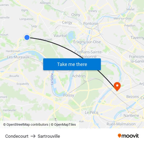 Condecourt to Sartrouville map