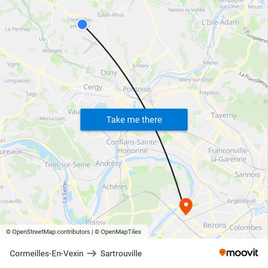 Cormeilles-En-Vexin to Sartrouville map
