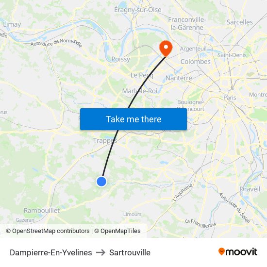 Dampierre-En-Yvelines to Sartrouville map