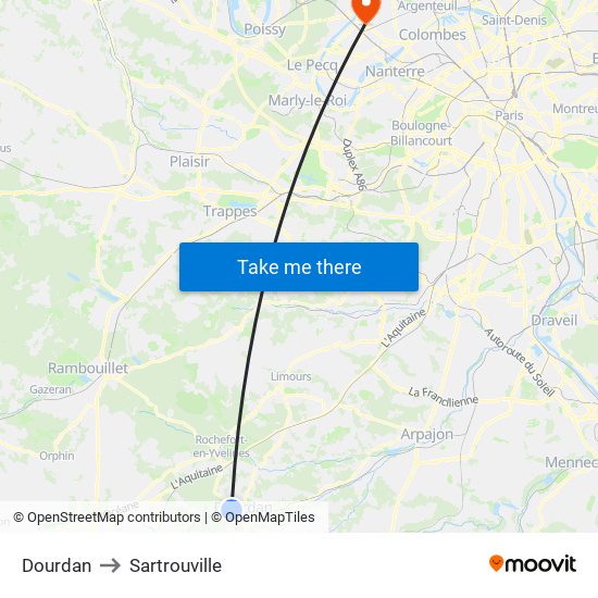 Dourdan to Sartrouville map