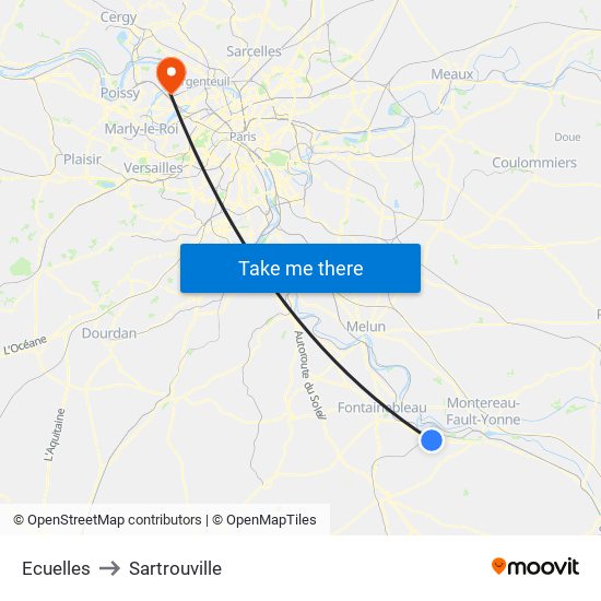 Ecuelles to Sartrouville map