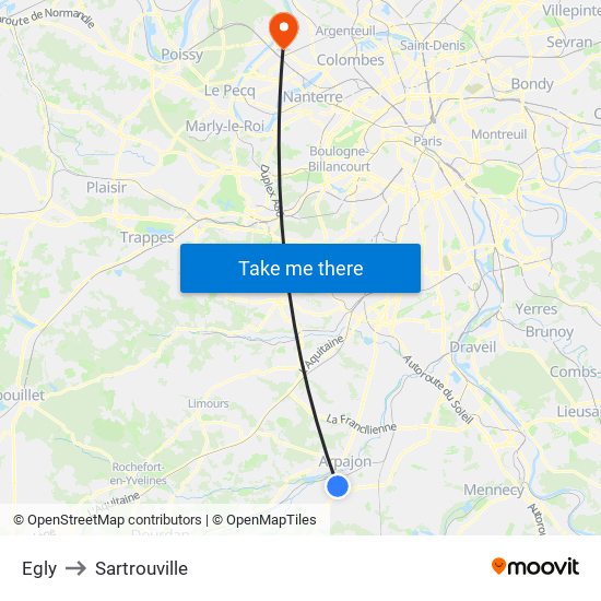 Egly to Sartrouville map