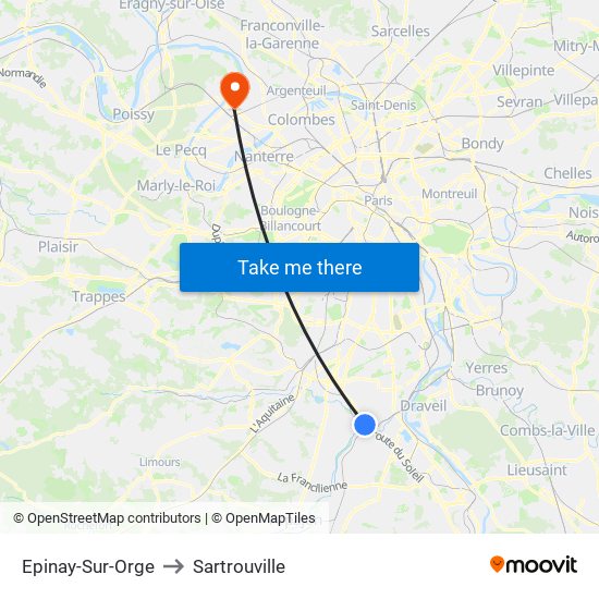 Epinay-Sur-Orge to Sartrouville map