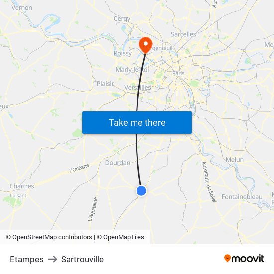 Etampes to Sartrouville map