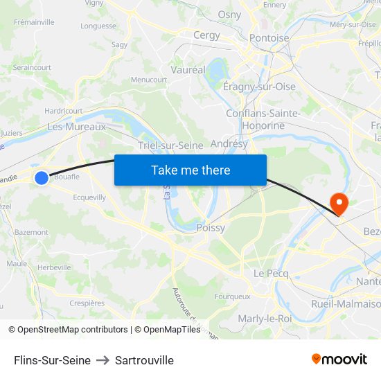 Flins-Sur-Seine to Sartrouville map
