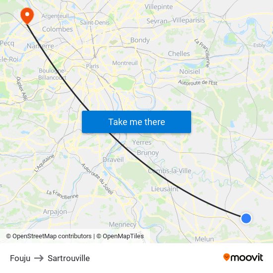 Fouju to Sartrouville map