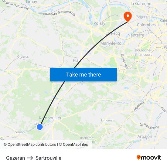 Gazeran to Sartrouville map