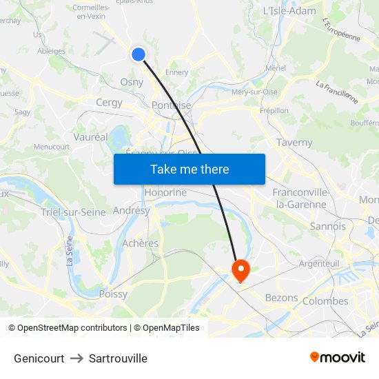 Genicourt to Sartrouville map